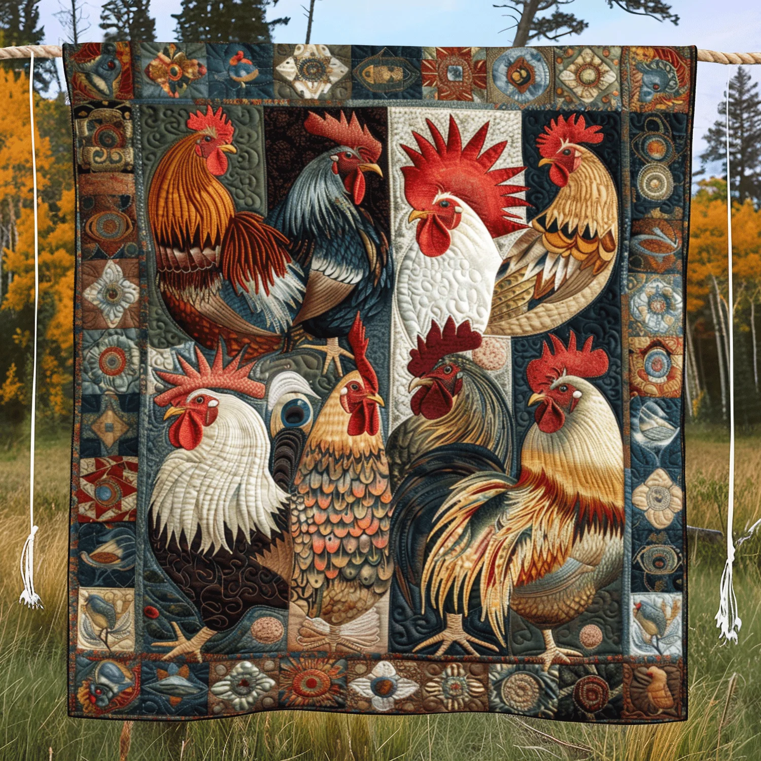 Antique Rooster Blanket - Image 2